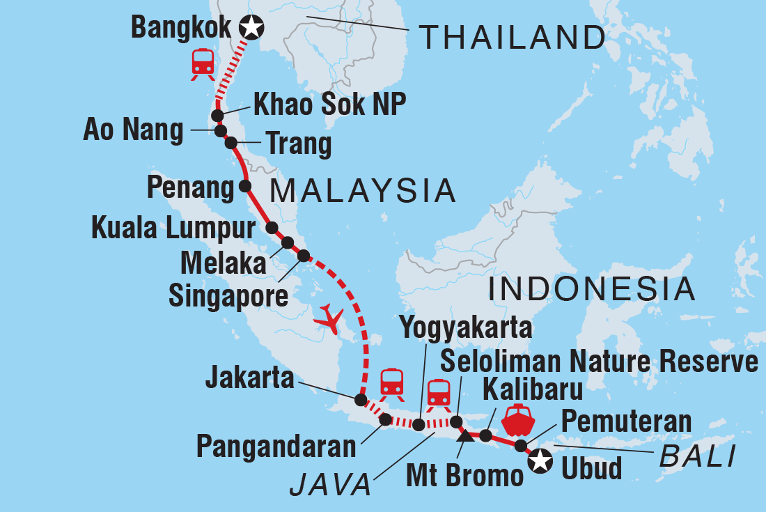 tourhub | Intrepid Travel | Bangkok to Bali | Tour Map
