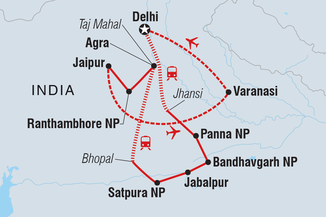tourhub | Intrepid Travel | Premium India & Wildlife | Tour Map
