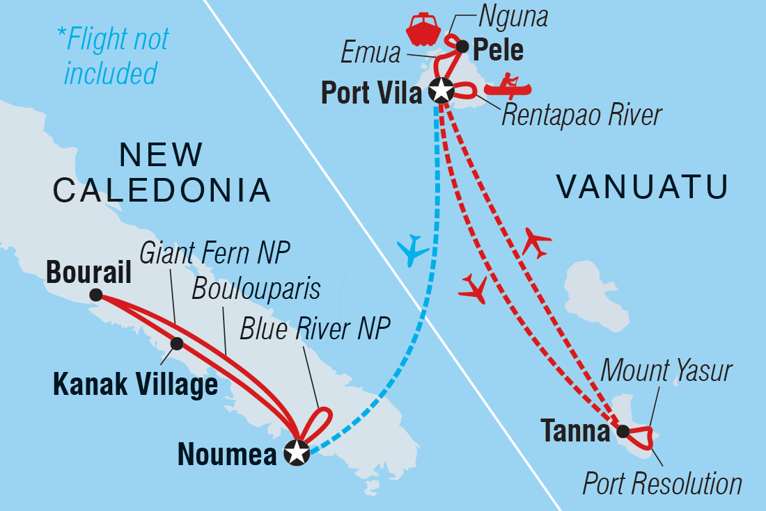 tourhub | Intrepid Travel | Vanuatu & New Caledonia Adventure  | Tour Map