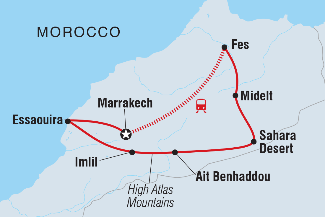 Best of Morocco Family Holiday Itinerary Map