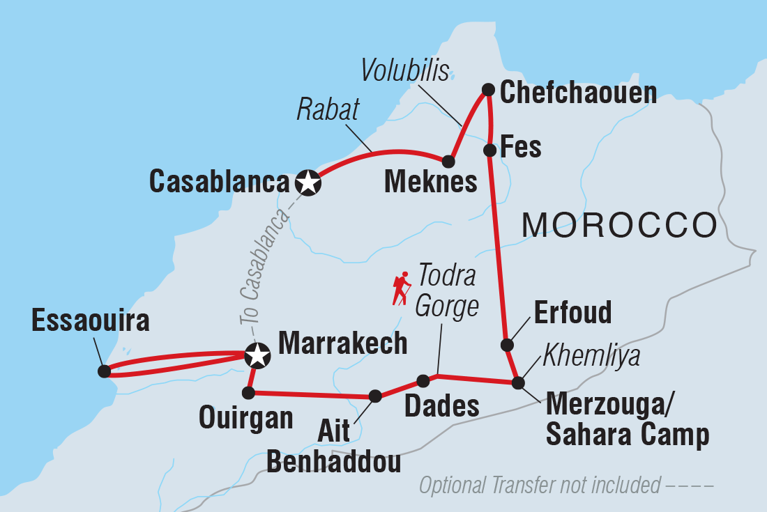 Premium Morocco in Depth with Essaouira Itinerary Map