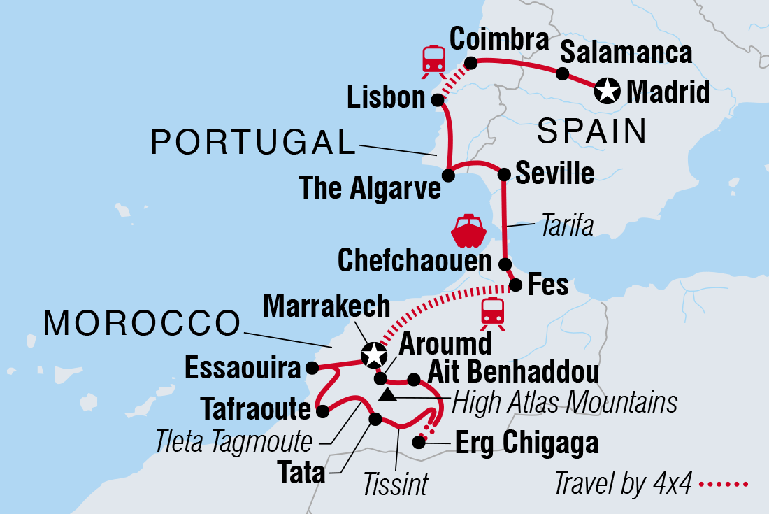 Spain, Portugal &amp; Morocco Itinerary Map