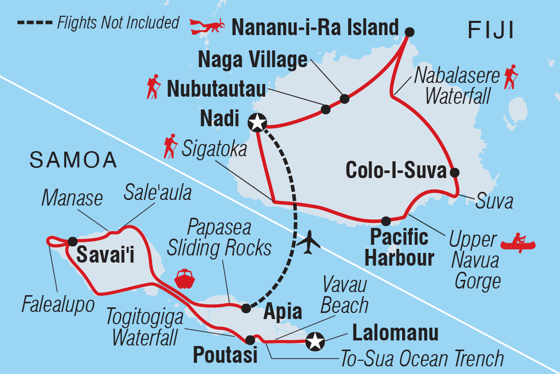Samoa & Fiji Adventure Itinerary Map