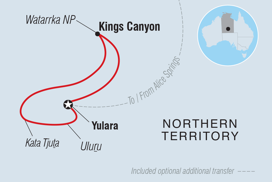 tourhub | Intrepid Travel | Uluru & Kings Canyon Express | Tour Map