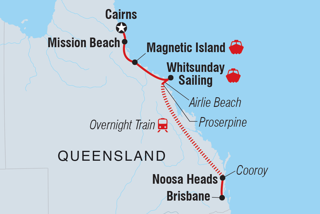 tourhub | Intrepid Travel | Essential Brisbane to Cairns | Tour Map