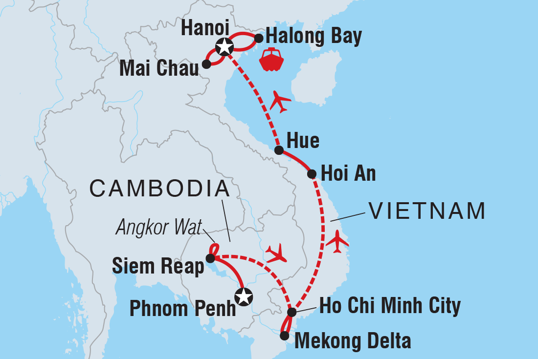 tourhub | Intrepid Travel | Premium Cambodia & Vietnam in Depth | Tour Map