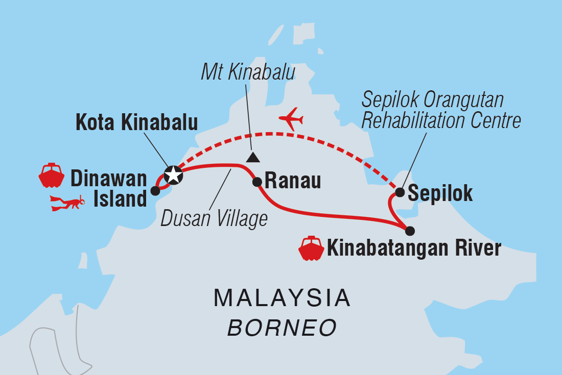 Borneo Family Holiday Comfort Itinerary Map