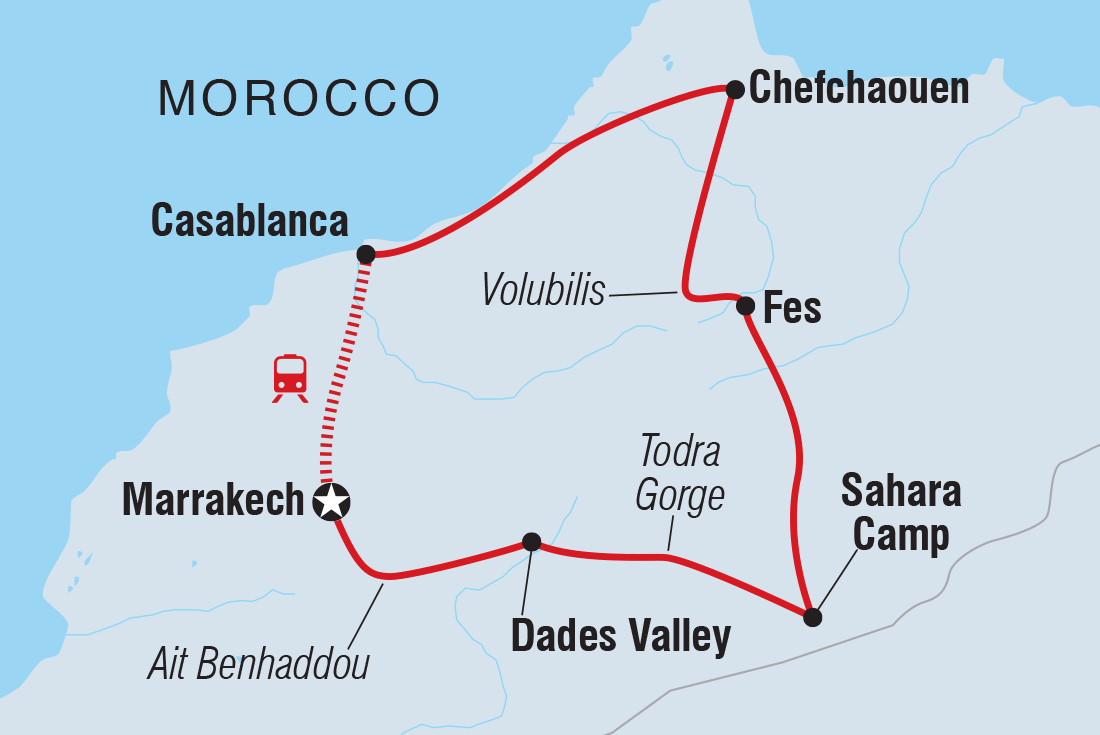 tourhub | Intrepid Travel | Morocco Highlights | Tour Map