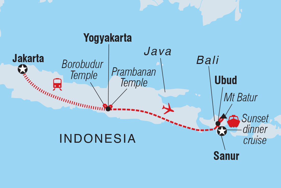 Premium Java and Bali Itinerary Map