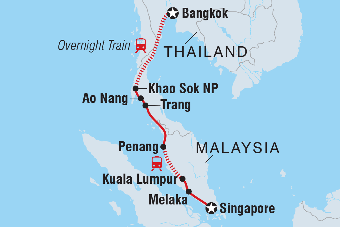 tourhub | Intrepid Travel | Bangkok to Singapore | Tour Map