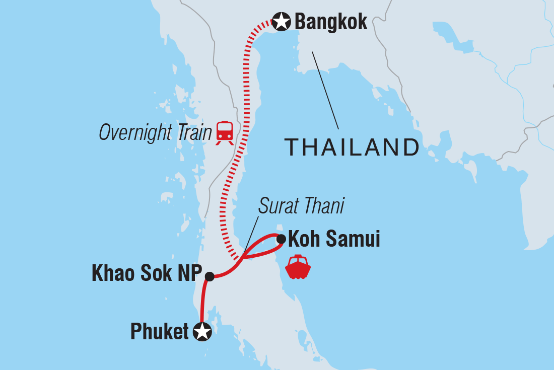 tourhub | Intrepid Travel | Essential Southern Thailand | Tour Map