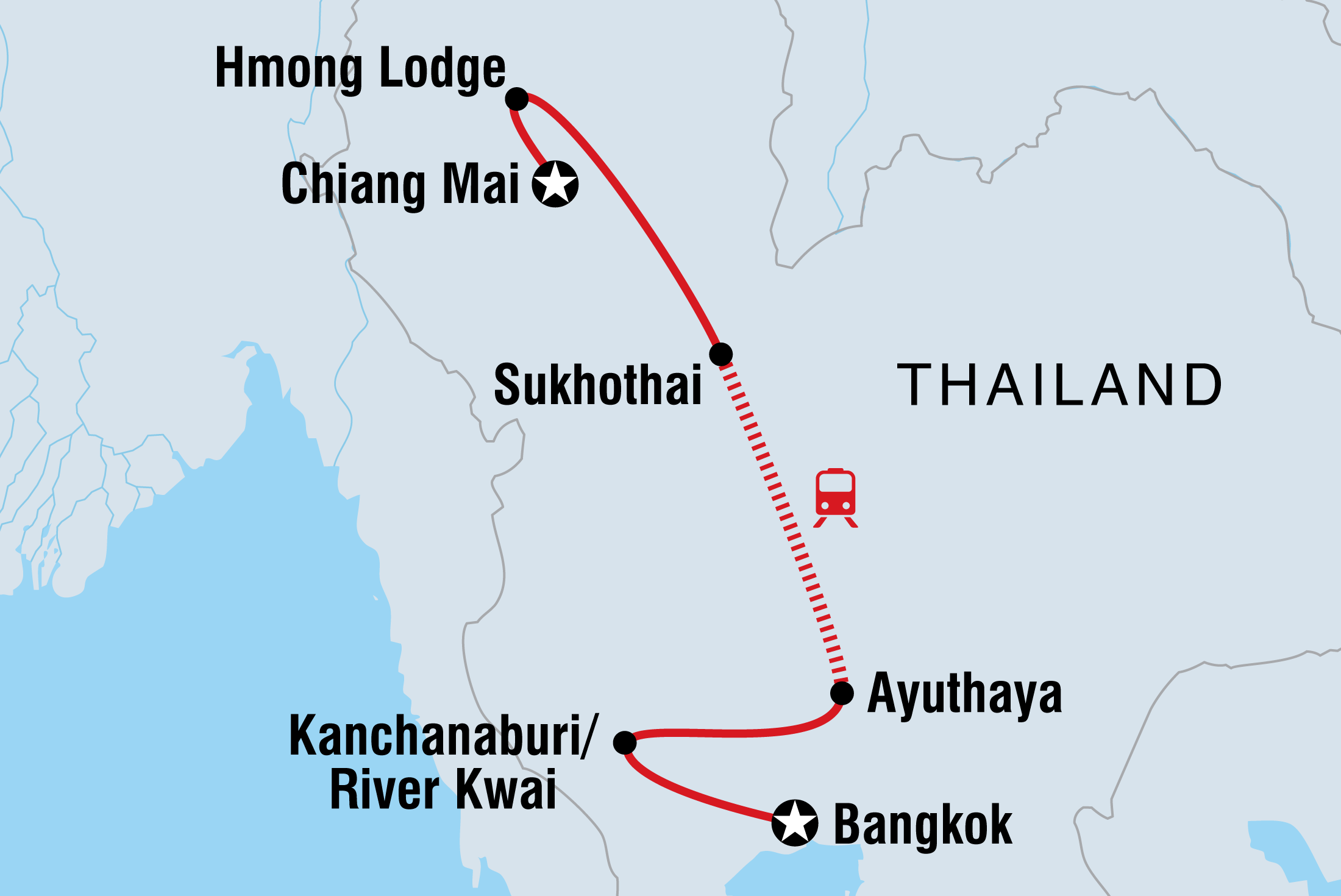 Highlights of Thailand Itinerary Map