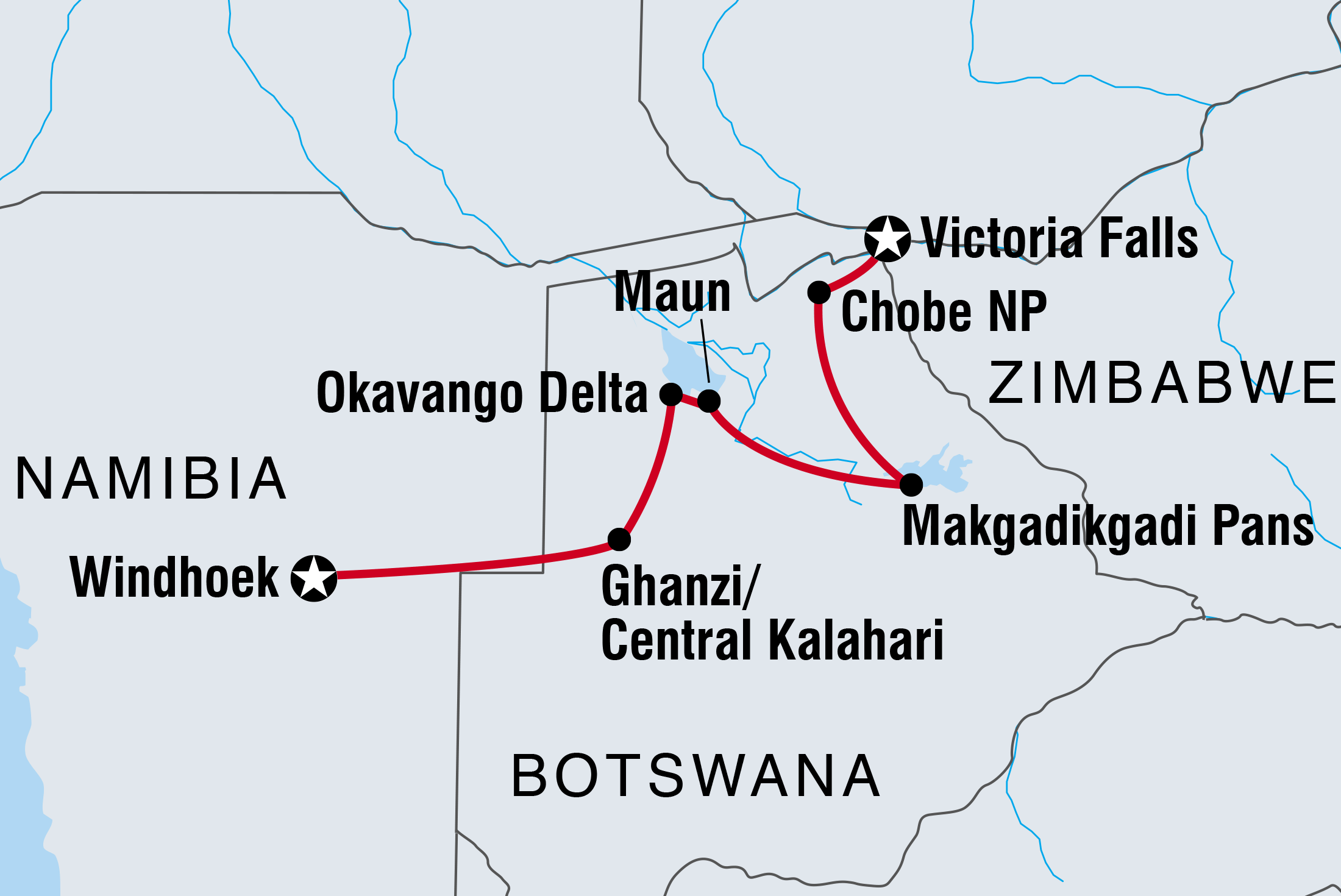 tourhub | Intrepid Travel | Botswana Adventure | Tour Map