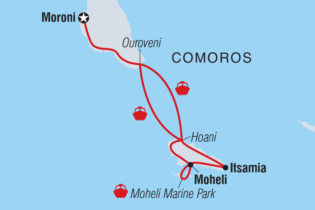 Comoros: Wildlife Expedition Itinerary Map