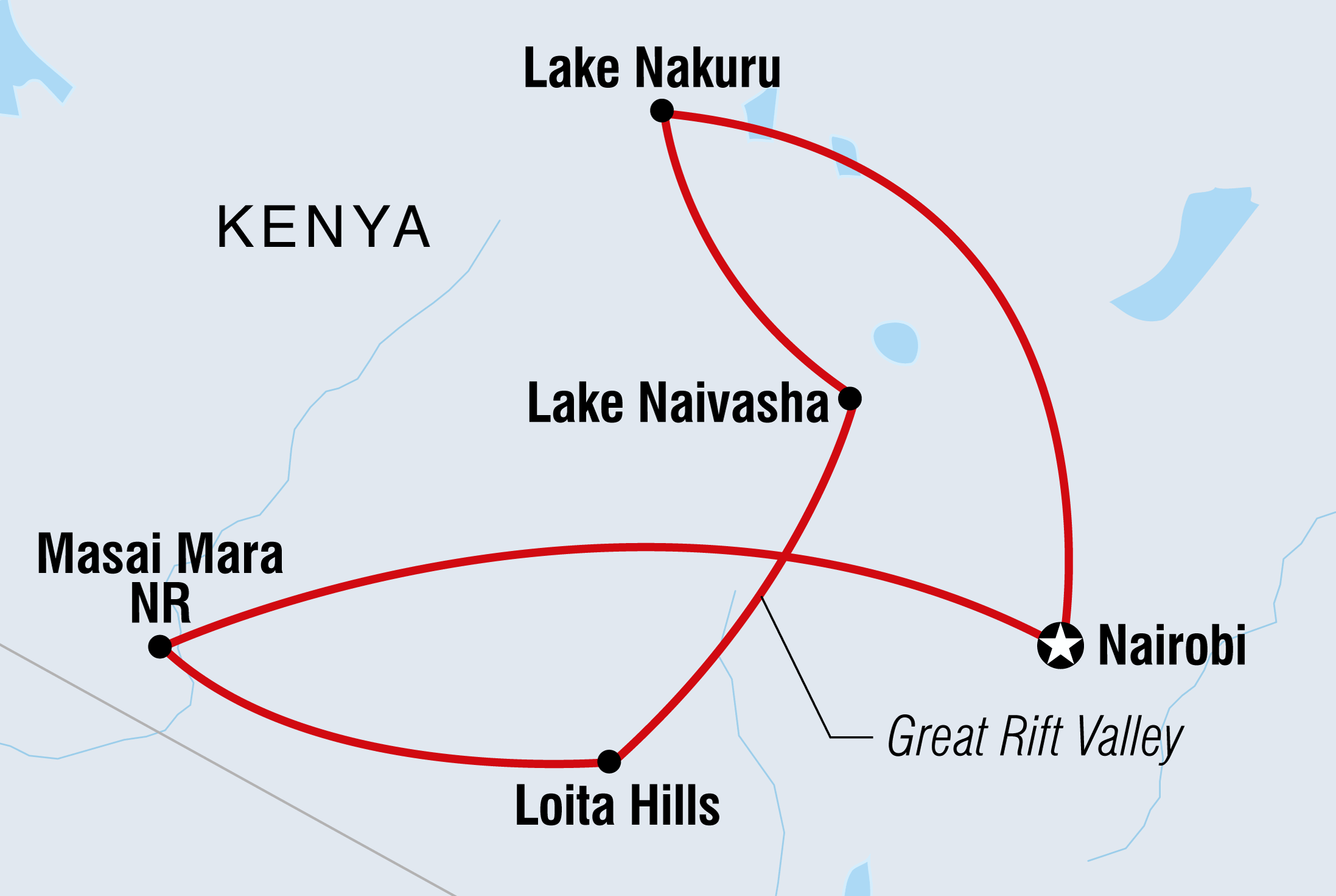 Kenya Family Safari Itinerary Map