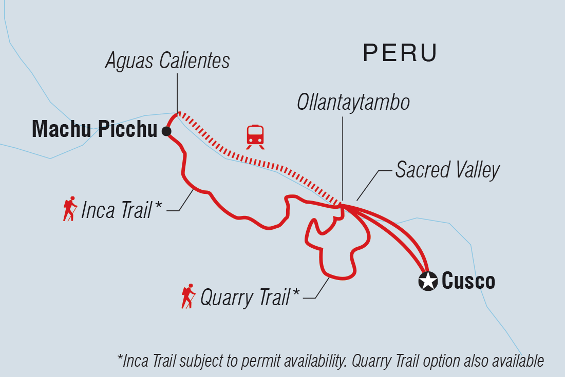 Peru: Trek the Inca Trail 4 Days Itinerary Map