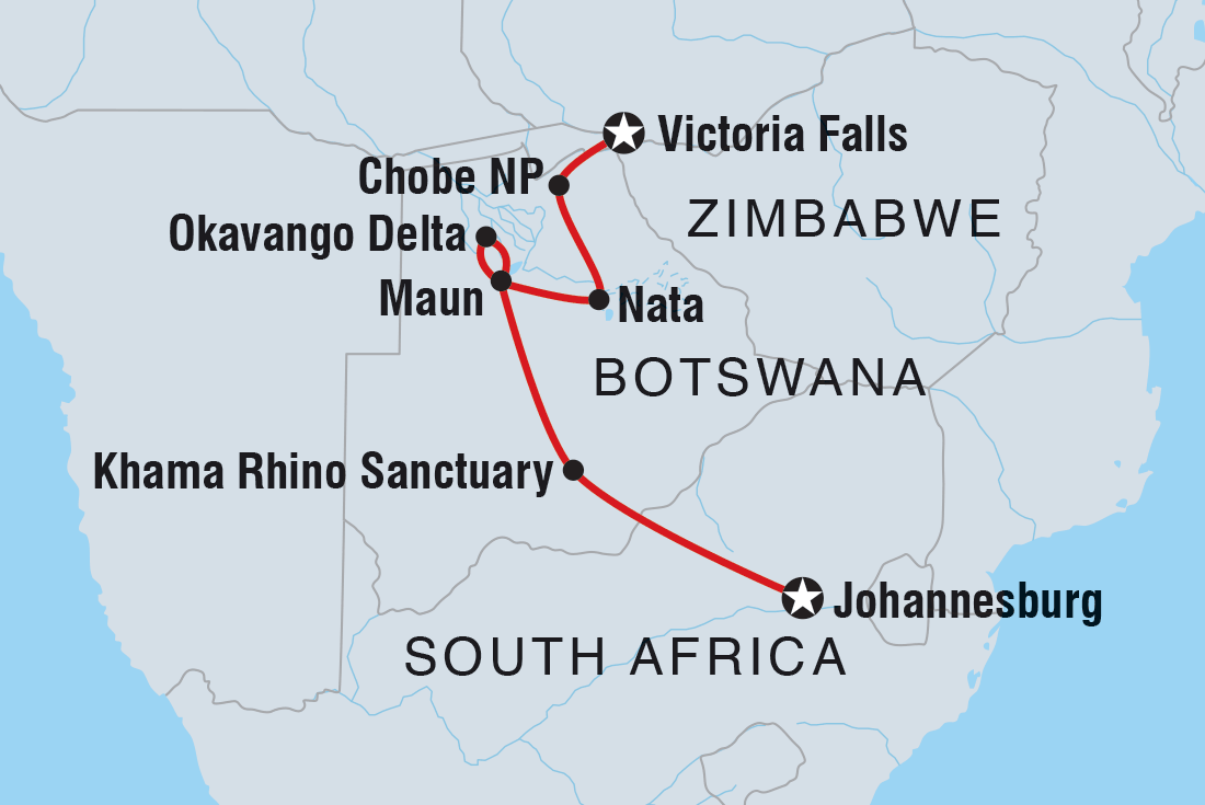 Okavango Experience Itinerary Map