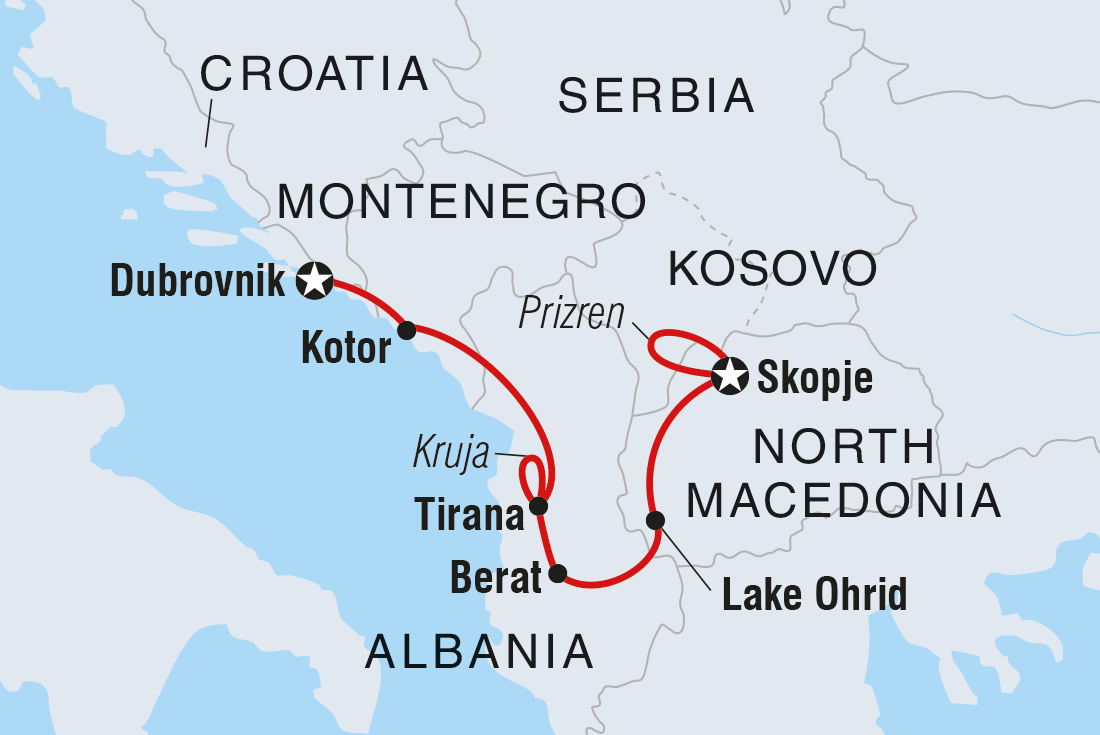 Western Balkans Uncovered Itinerary Map