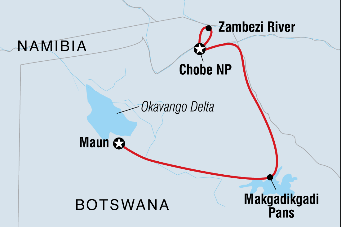 Premium Botswana Itinerary Map