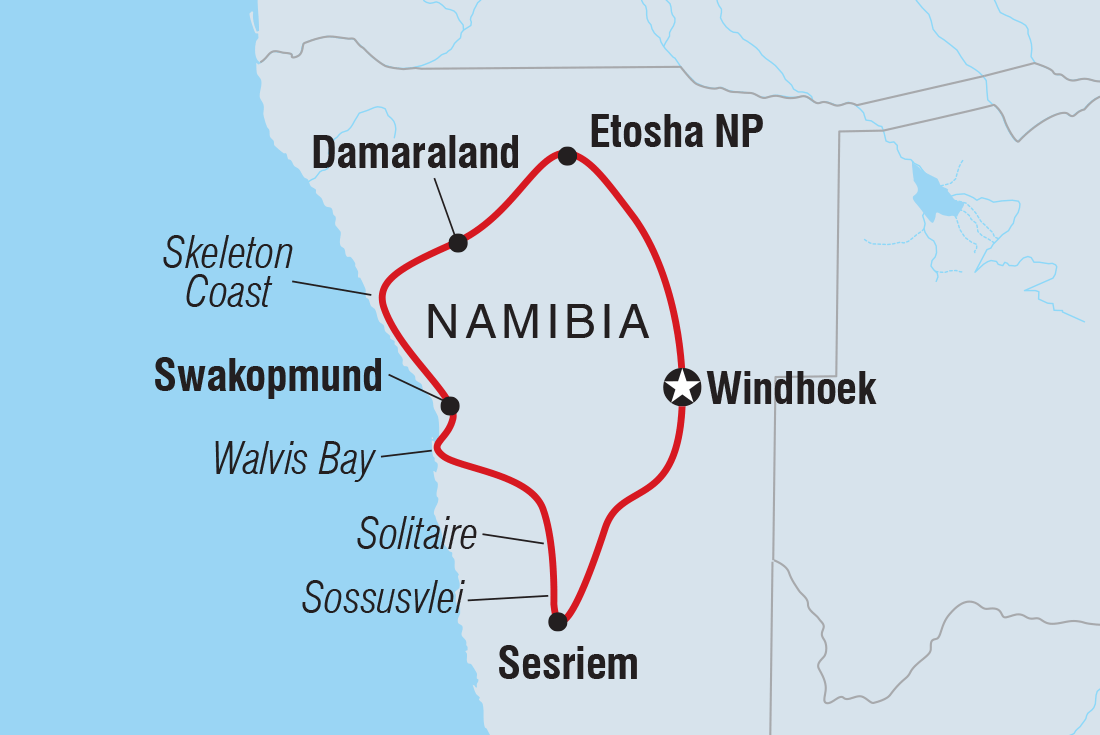 tourhub | Intrepid Travel | Premium Namibia | Tour Map