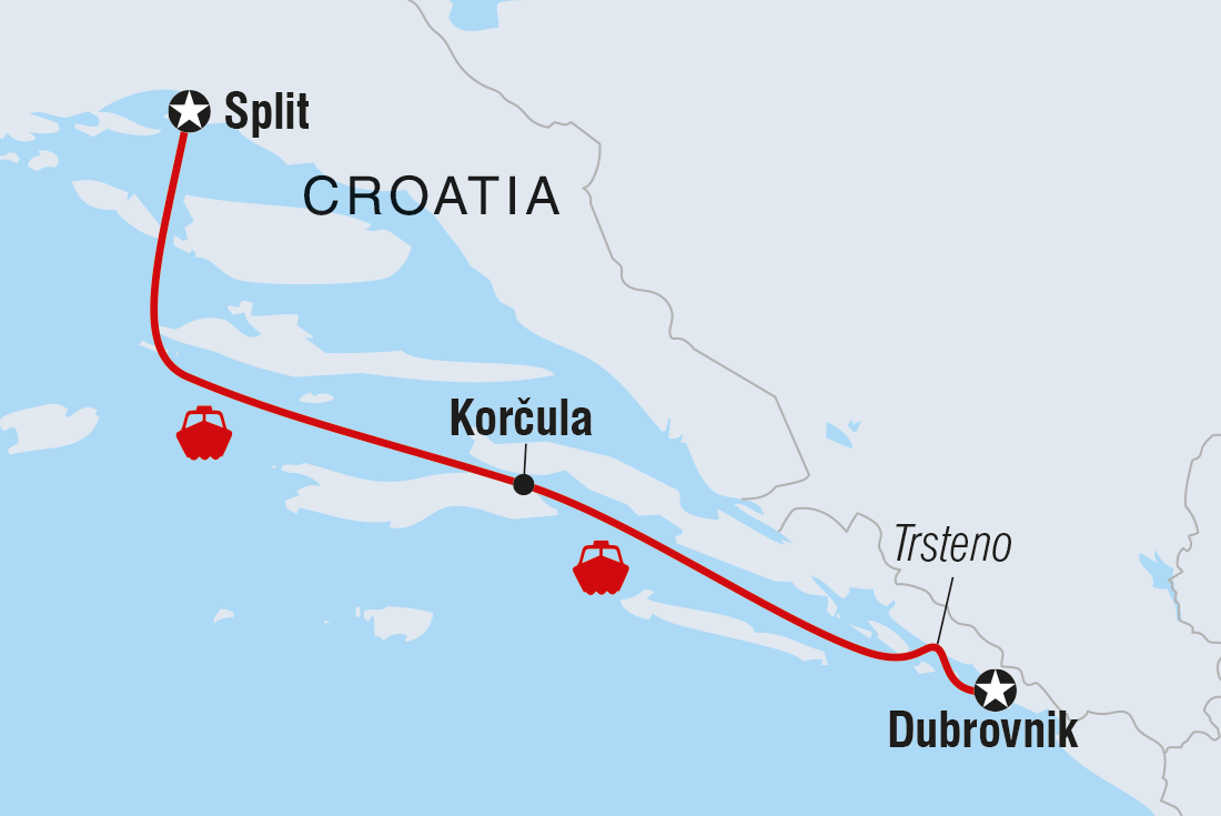 tourhub | Intrepid Travel | Premium Split to Dubrovnik | Tour Map