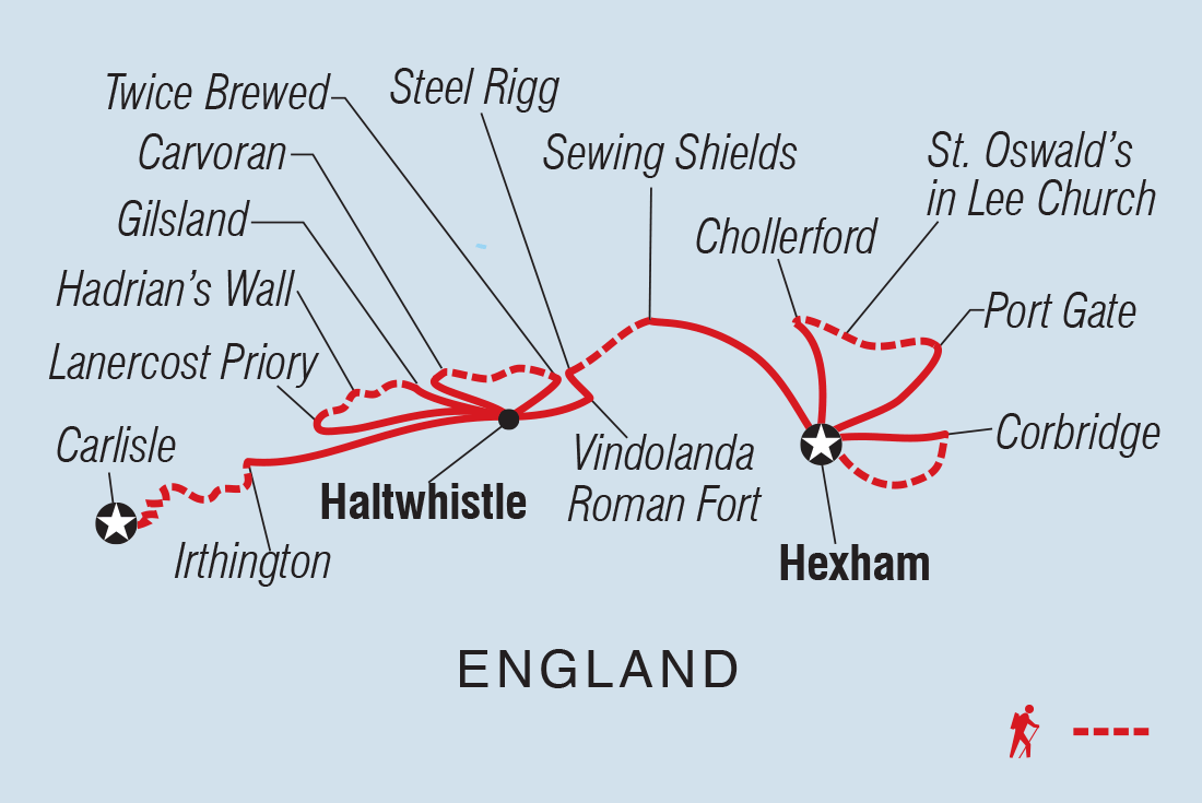 tourhub | Intrepid Travel | Walk Hadrian's Wall Highlights | Tour Map