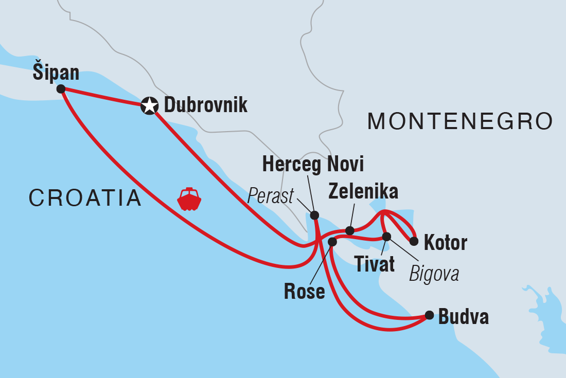 tourhub | Intrepid Travel | Montenegro Sailing Adventure from Dubrovnik | Tour Map