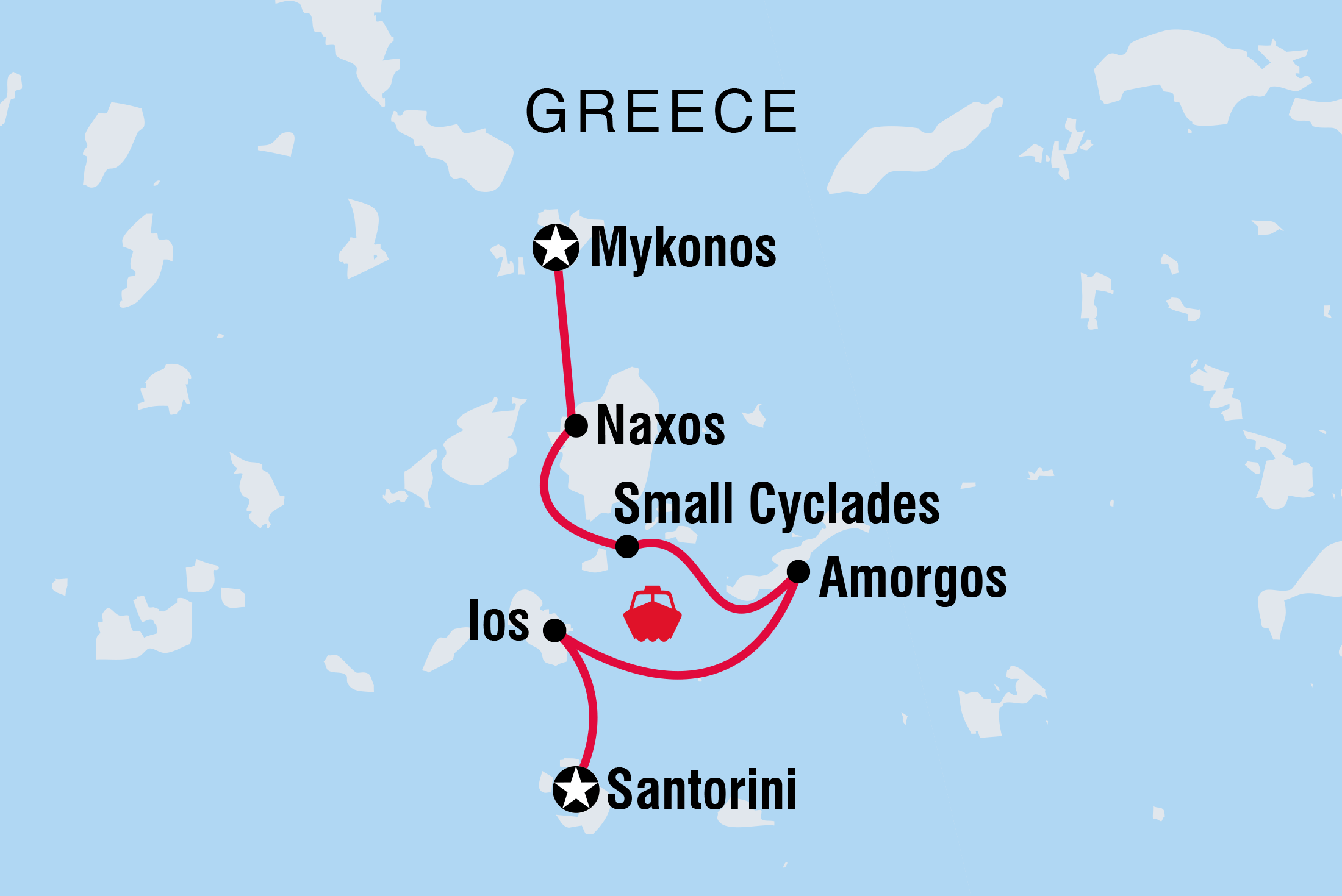 tourhub | Intrepid Travel | Sail Greece: Santorini to Mykonos | Tour Map