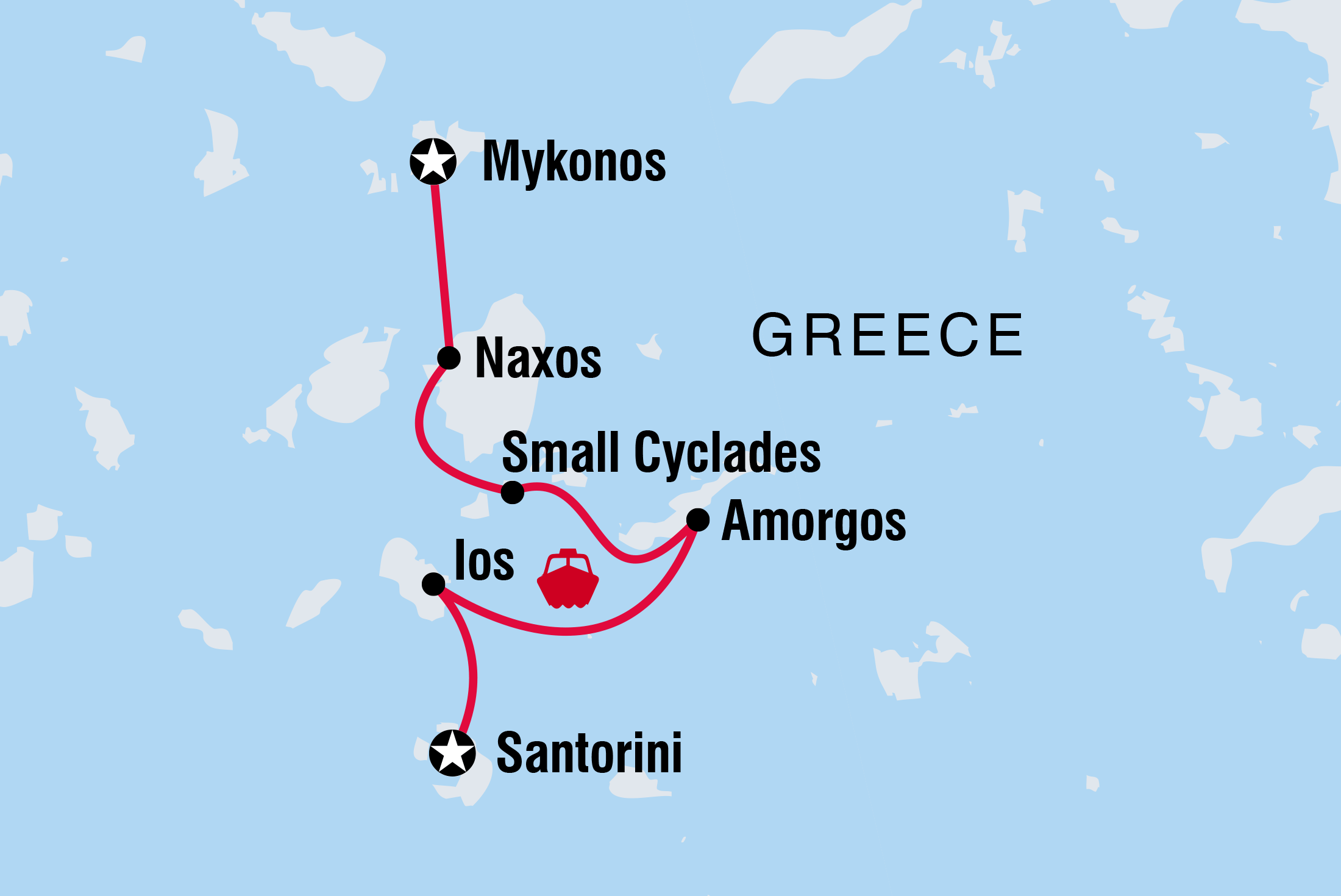 tourhub | Intrepid Travel | Sail Greece: Mykonos to Santorini | Tour Map