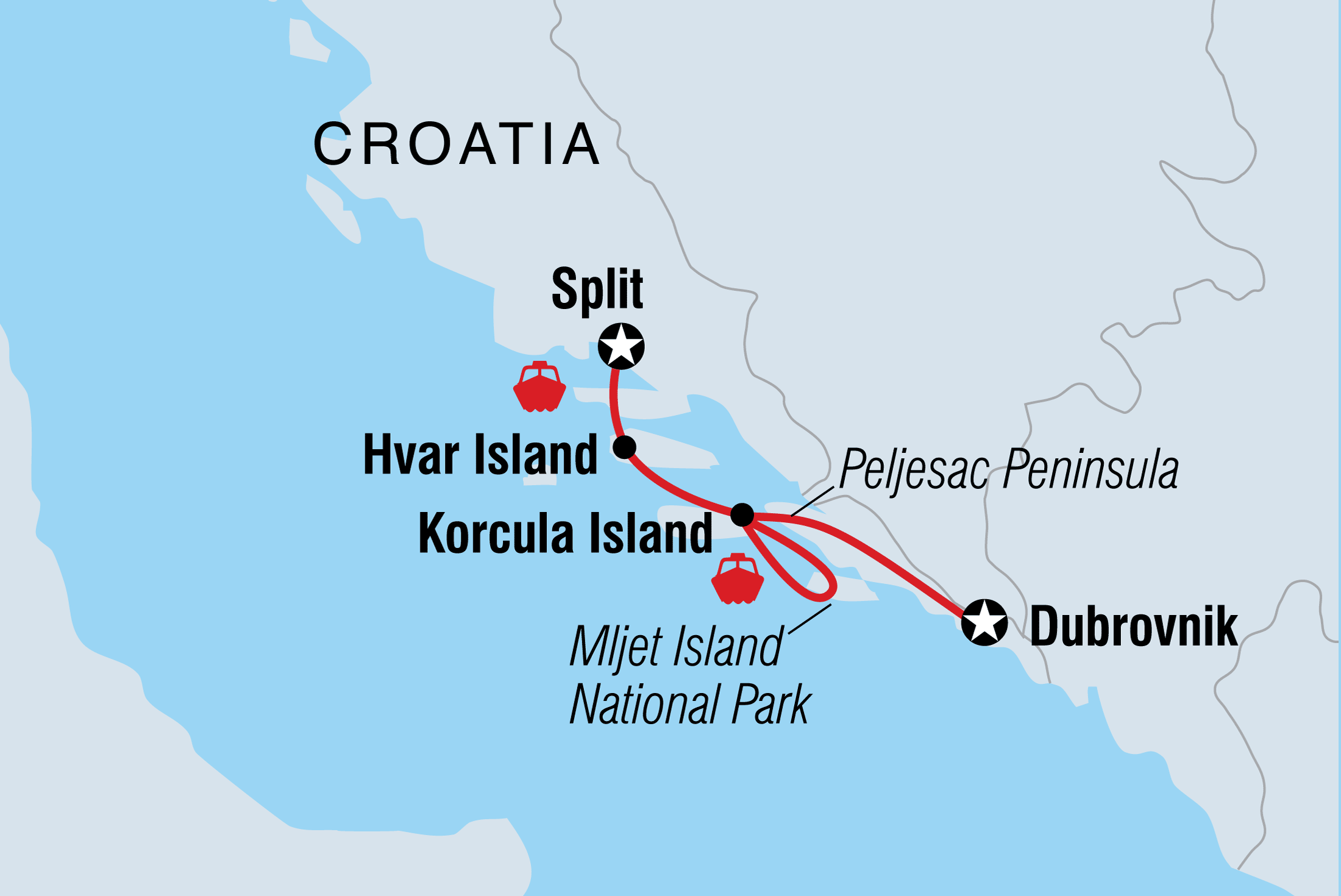 Explore Croatia Itinerary Map