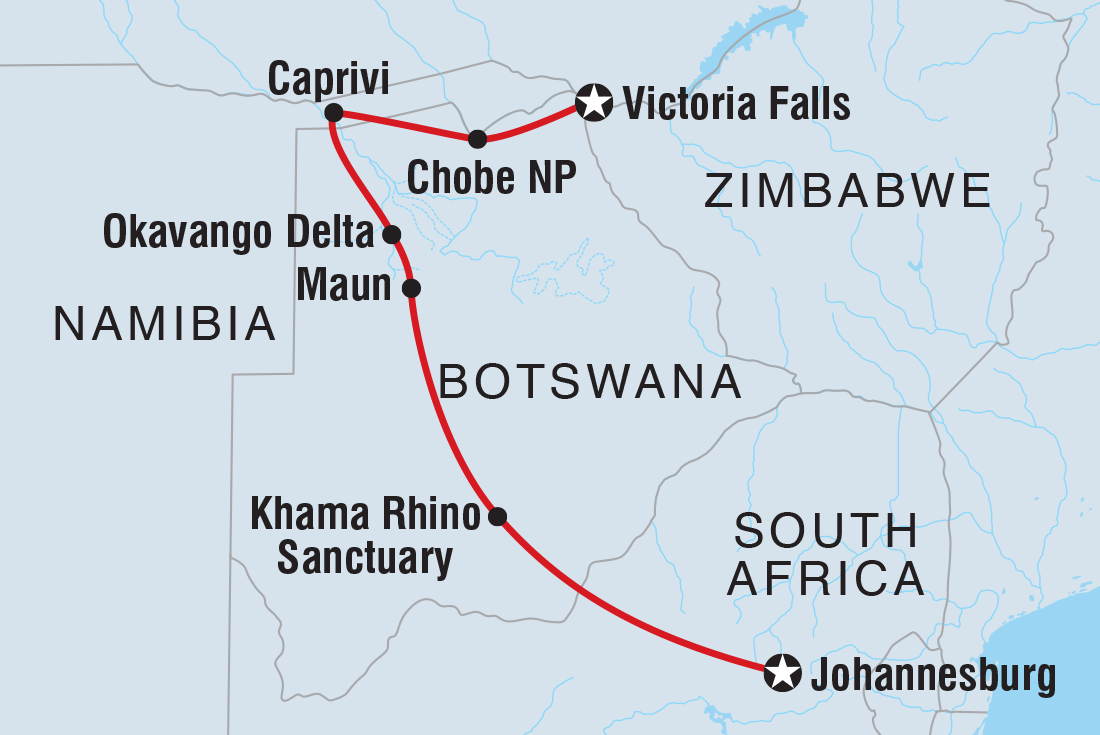 Essential Botswana Itinerary Map