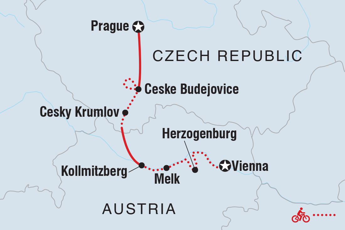 tourhub | Intrepid Travel | Cycle Prague to Vienna | Tour Map