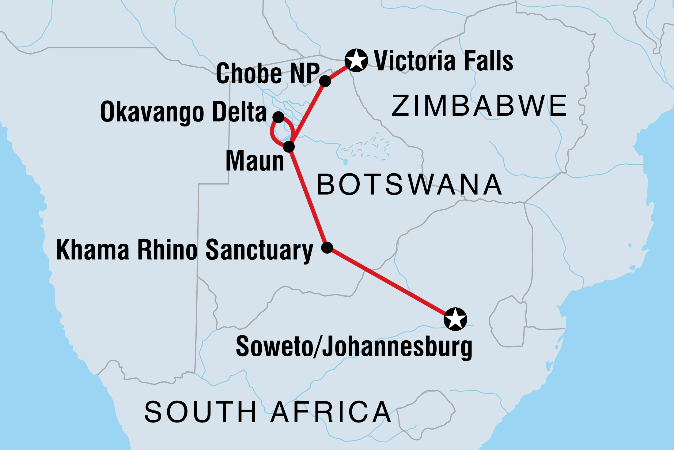 tourhub | Intrepid Travel | Okavango & Beyond | Tour Map