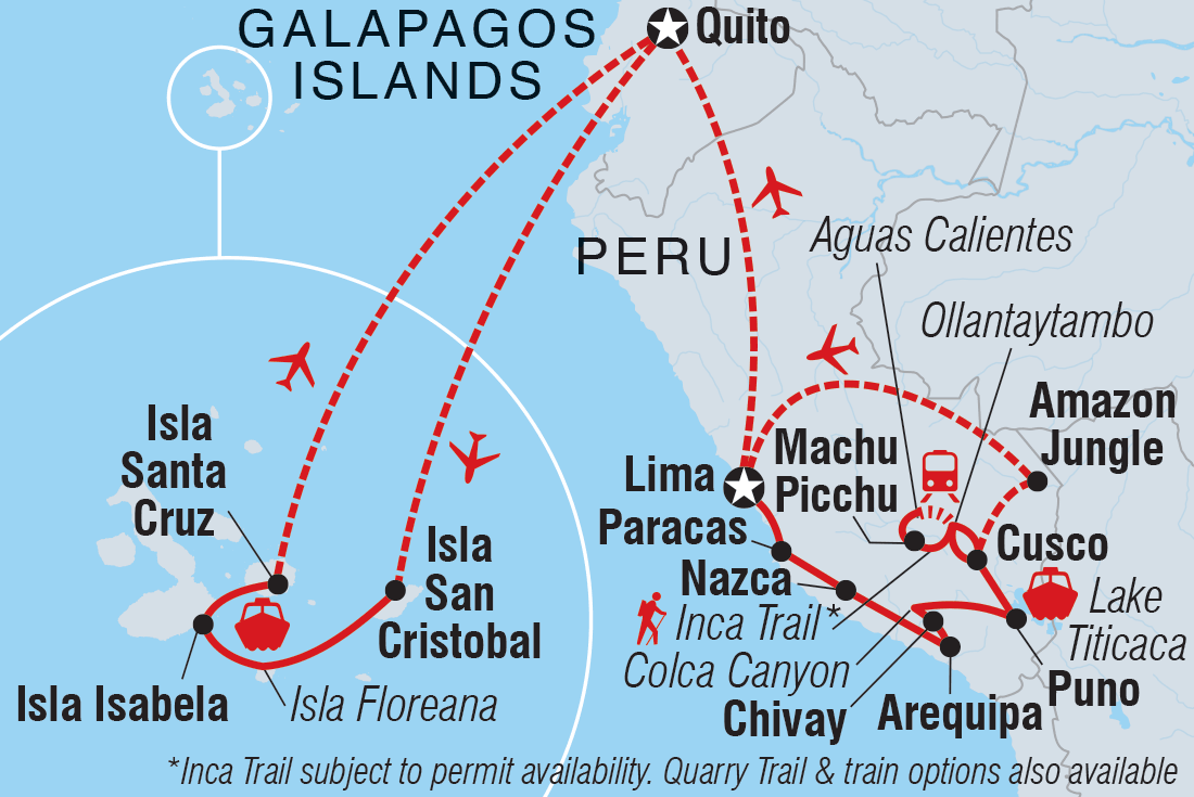 tourhub | Intrepid Travel | Peru & Galapagos Explorer | Tour Map