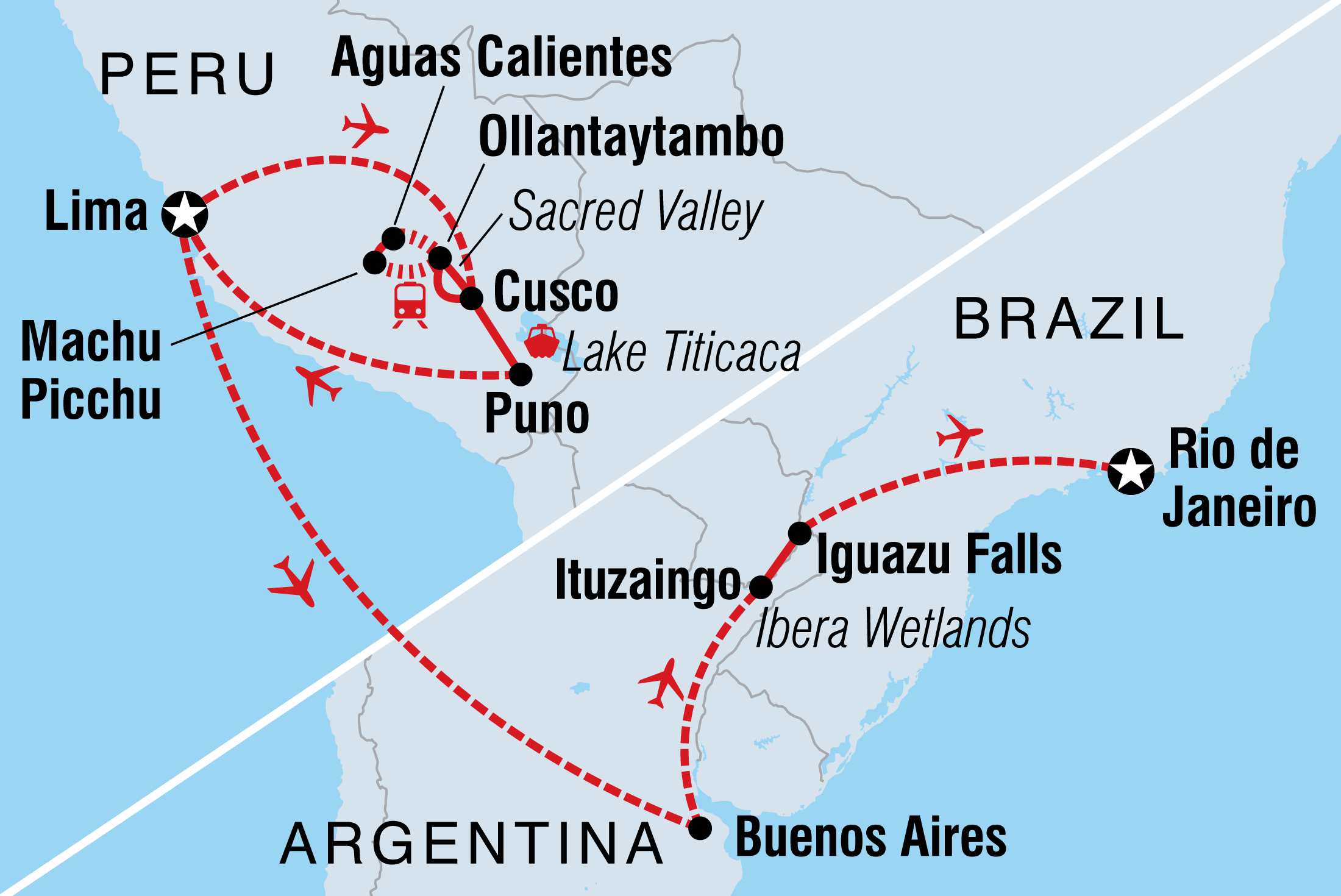 tourhub | Intrepid Travel | Explore Peru, Argentina & Brazil | Tour Map