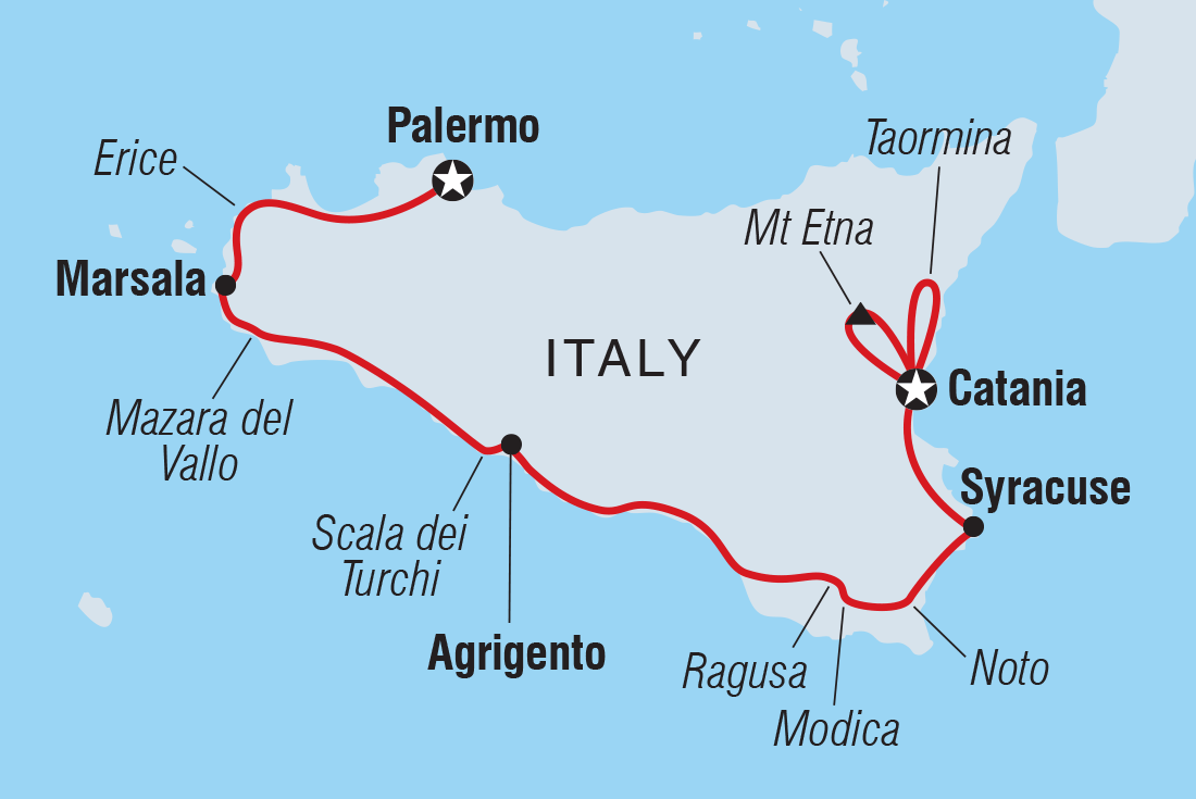 tourhub | Intrepid Travel | Premium Sicily  | Tour Map