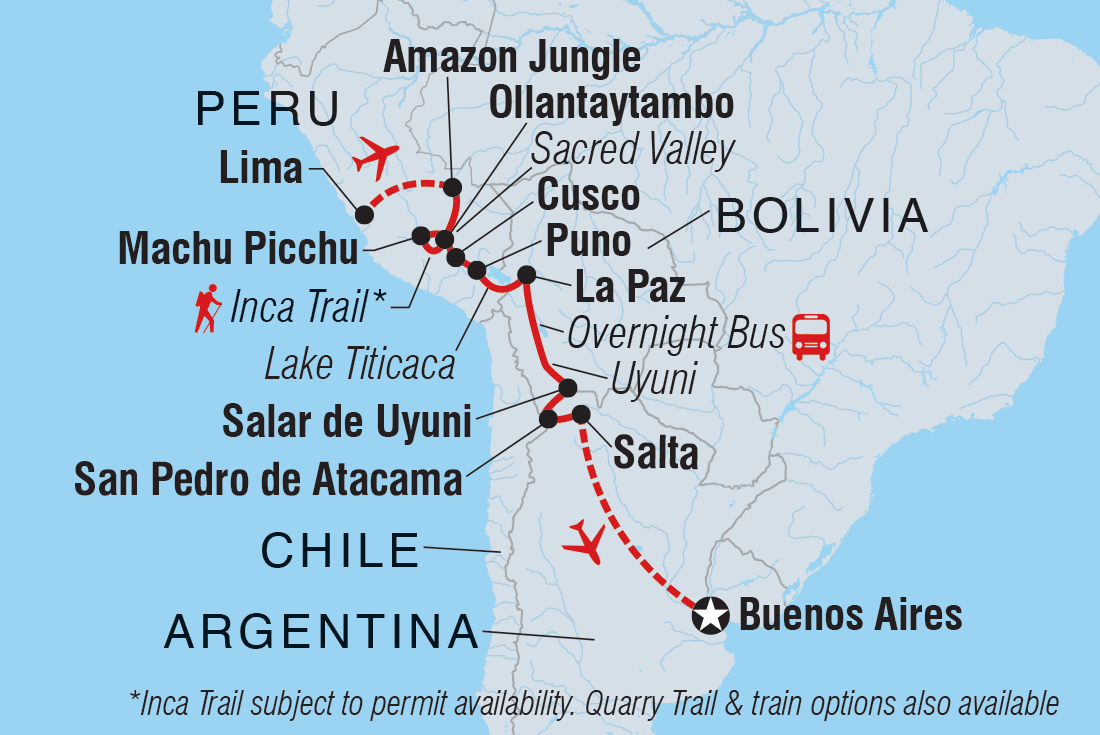 tourhub | Intrepid Travel | Epic Peru, Bolivia & Argentina | Tour Map