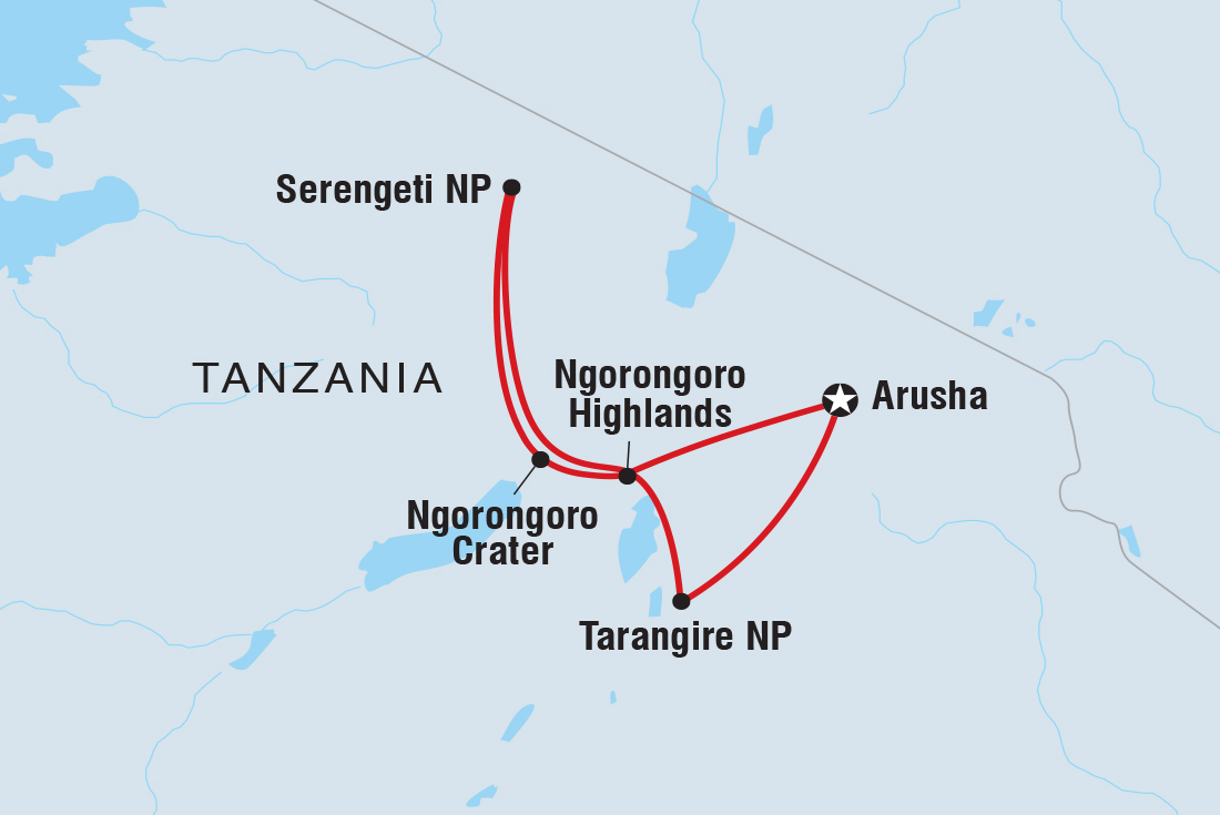 Premium Tanzania Itinerary Map