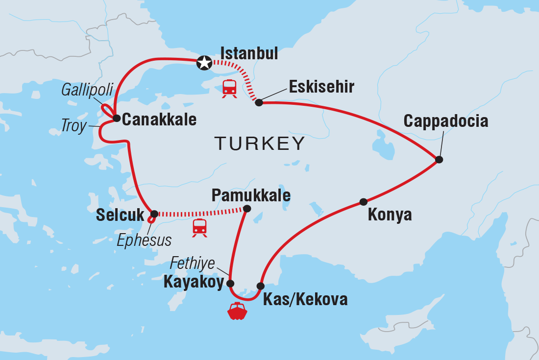 Best of Turkey Itinerary Map