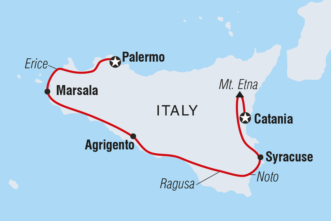 Italy: Highlights of Sicily Itinerary Map