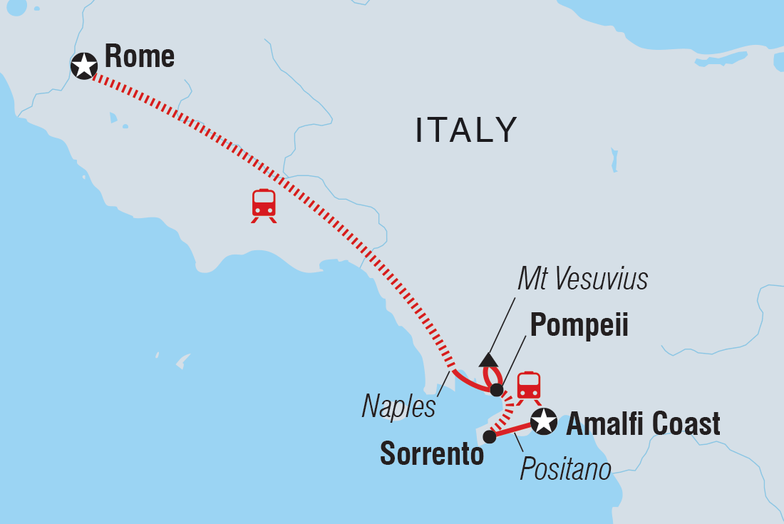 Rome to Amalfi Itinerary Map