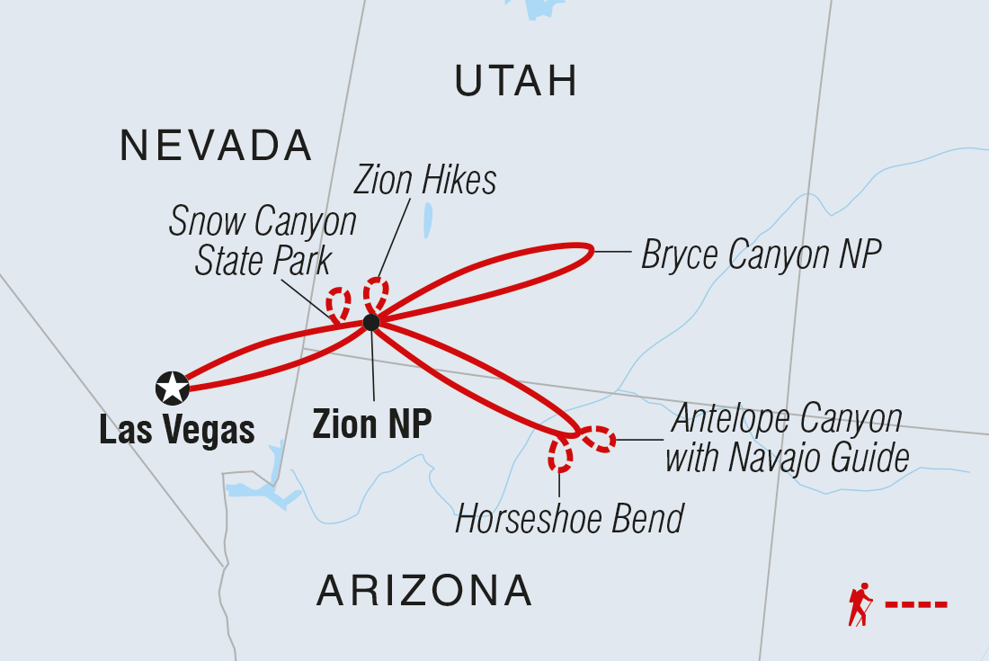 tourhub | Intrepid Travel | Zion Glamping Adventure | Tour Map