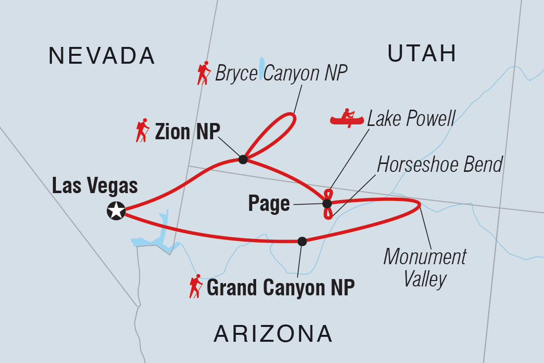 Western USA National Parks Loop Itinerary Map
