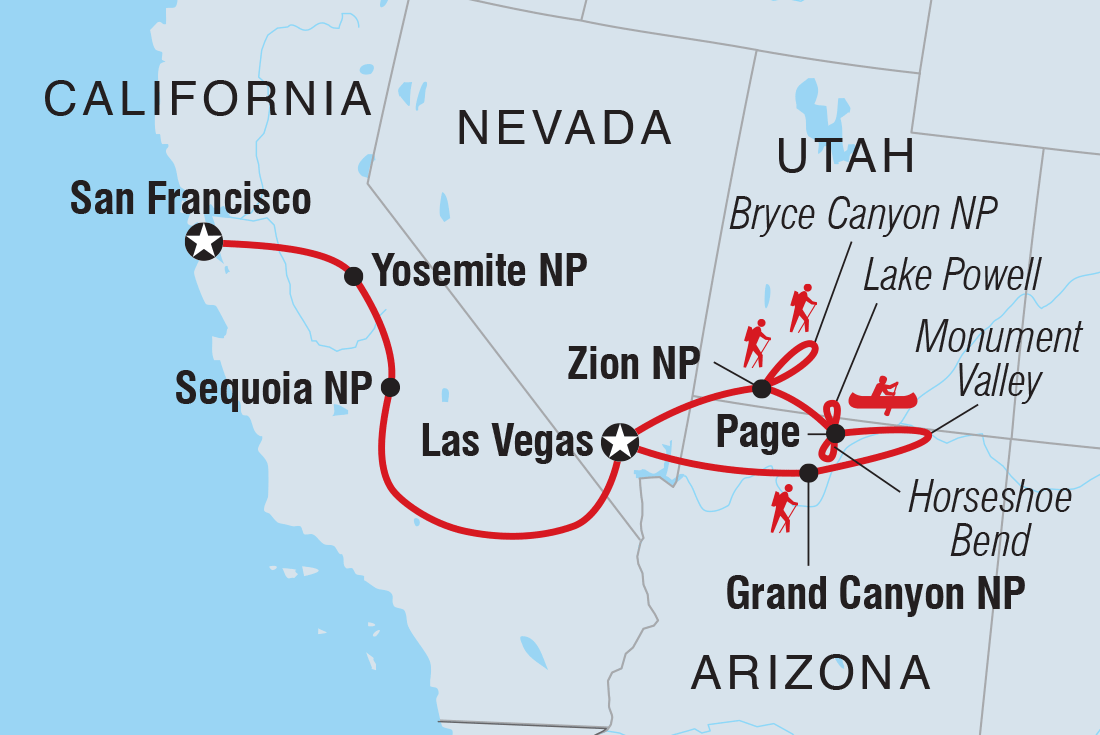 tourhub | Intrepid Travel | Best of Western USA | Tour Map