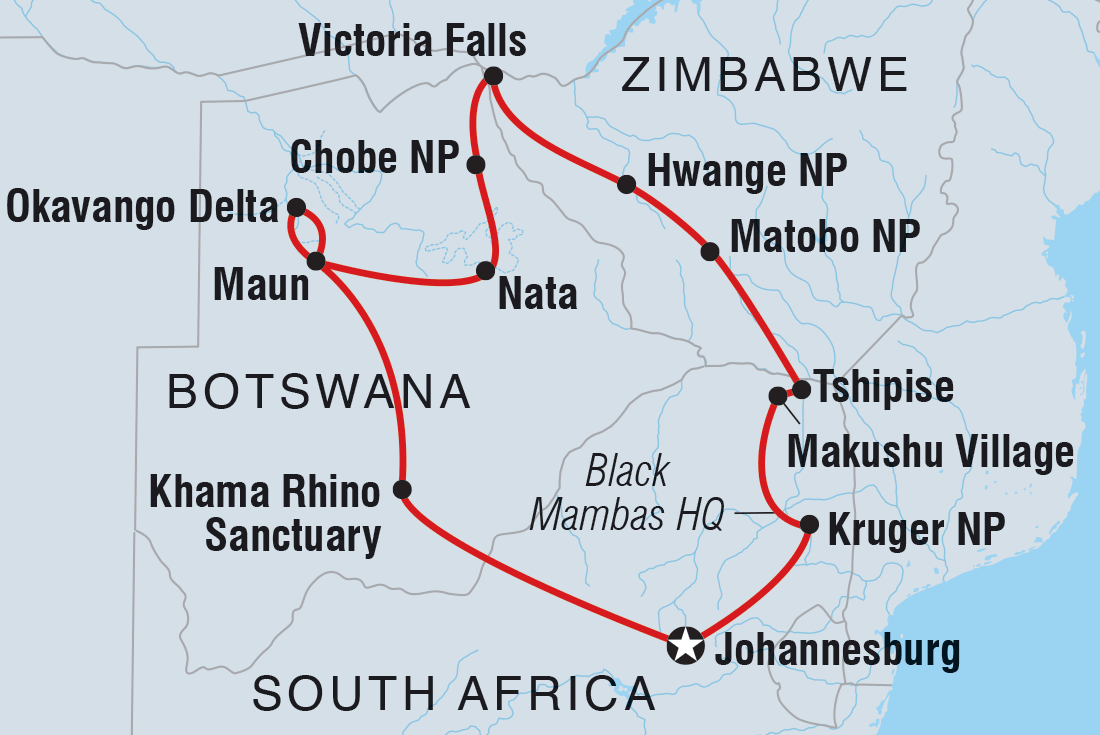 tourhub | Intrepid Travel | Explore Southern Africa | Tour Map