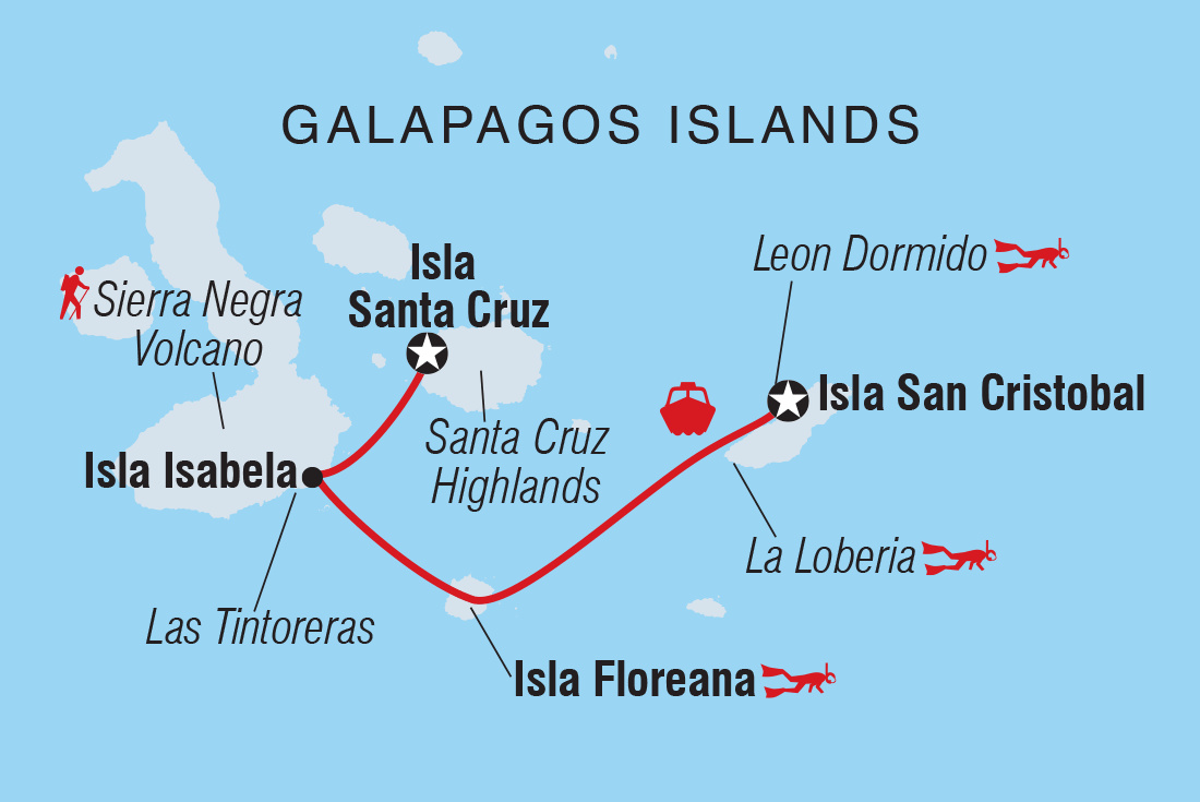 Galapagos Island Hopping Itinerary Map