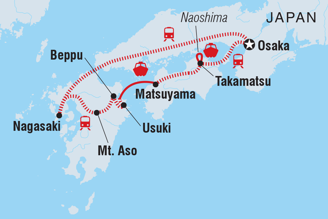 Southern Japan Experience Itinerary Map