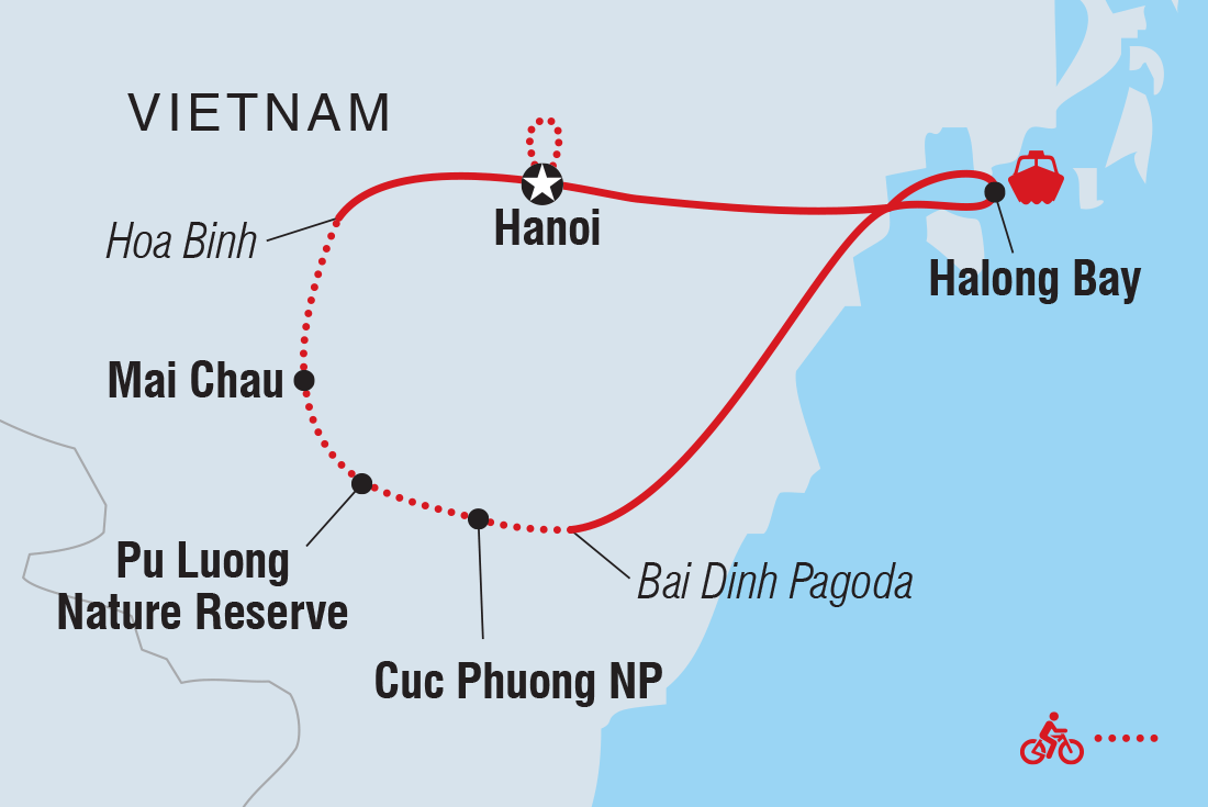 Cycle Northern Vietnam Itinerary Map