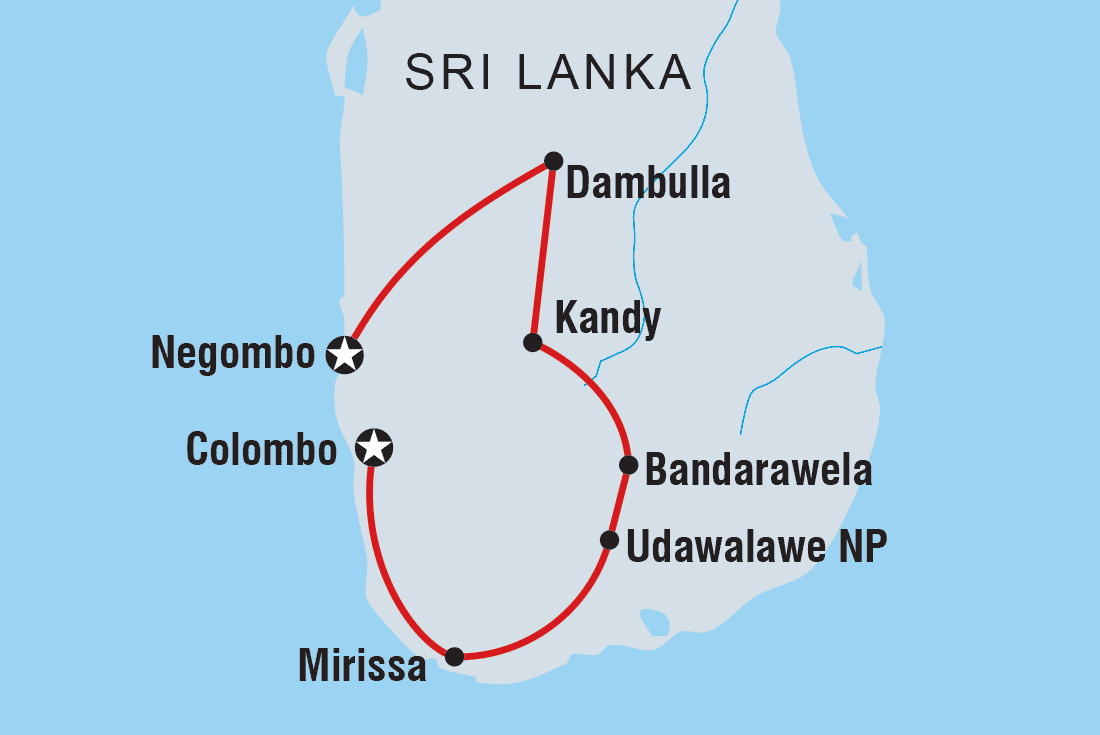 Sri Lanka Family Holiday Itinerary Map