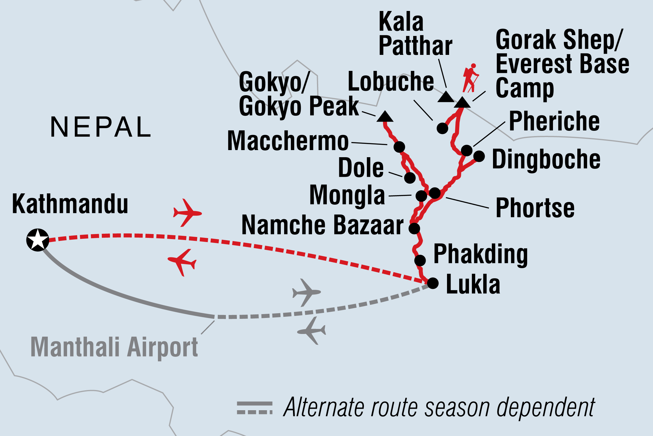 Everest Base Camp & Gokyo Lakes Trek Itinerary Map